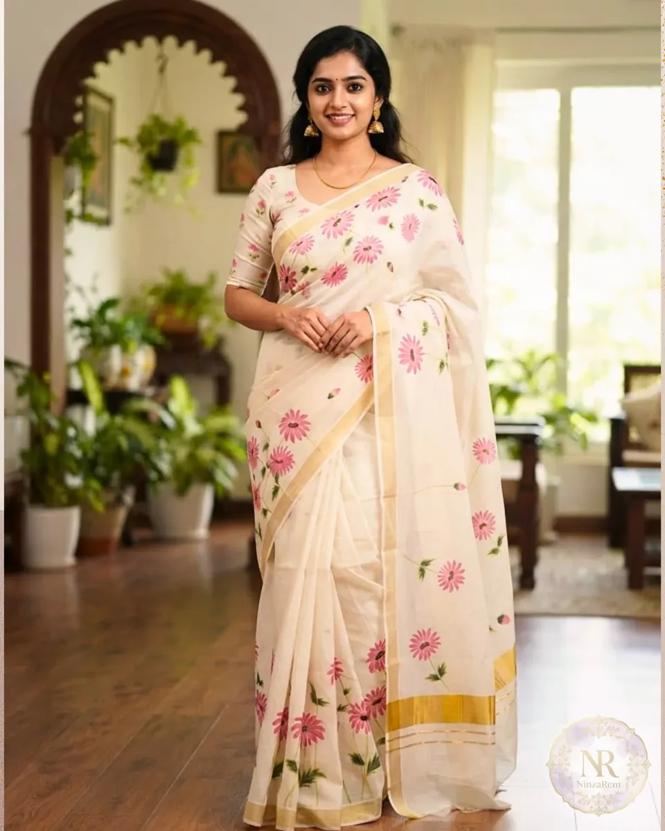 Kerala Dahlia Print Saree